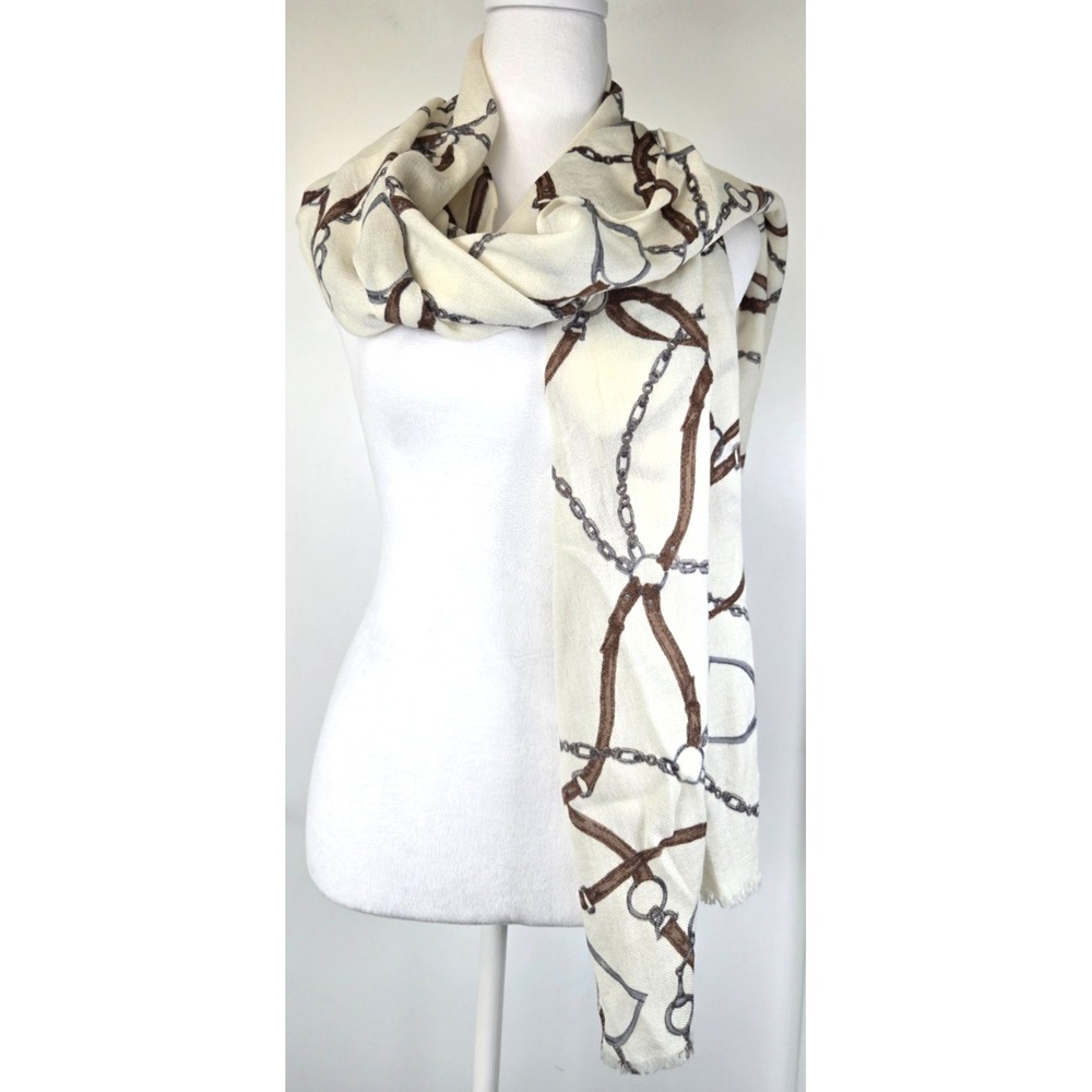 Lauren Ralph Lauren Wool Scarf Beige Brown Heritage Old Money Quiet Luxury